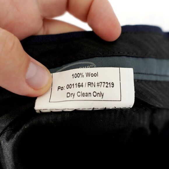 Pronto Uomo Blue Sharkskin Wool Flat Front Mid Rise Dress Pants 40/26 Lined Part - Picture 6 of 7